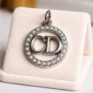 Christian Dior stamped Silver and crystal CD Pendant charm - New